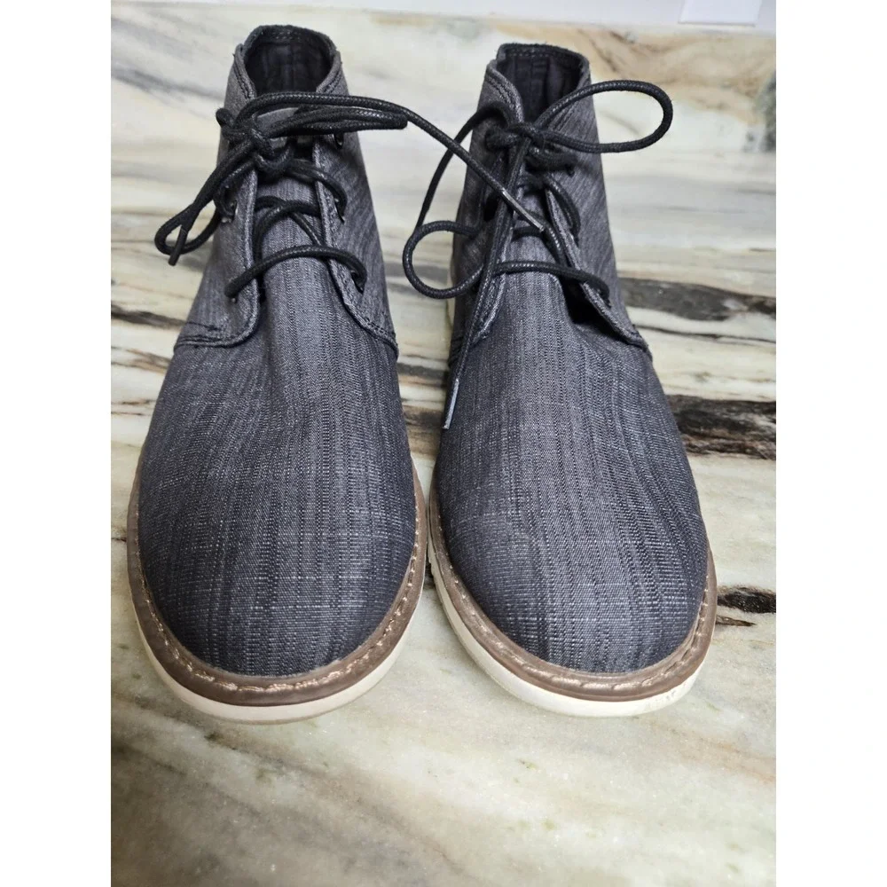 TOMS men BootNavi Chukka Black‎ Crosshatch Denim 11 color dark gray booties